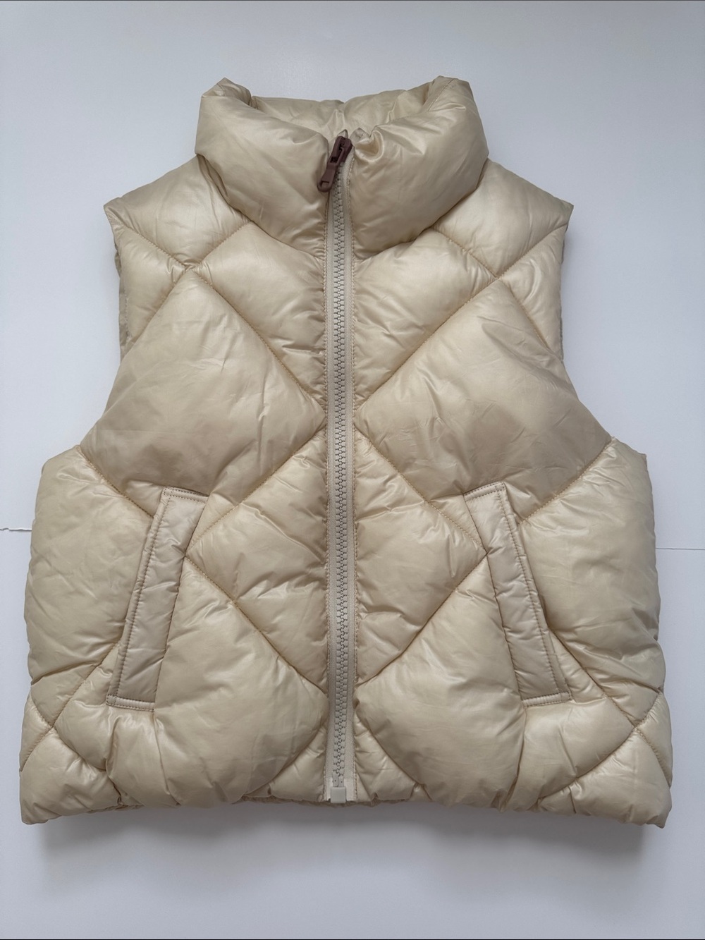 Zara Quilted Puffer Vest - Cream